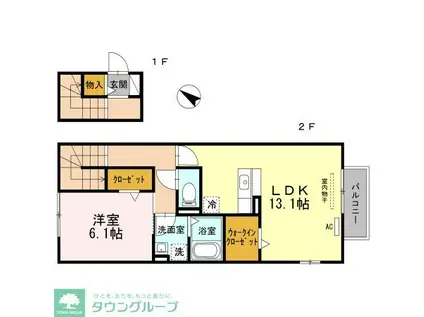 サンフィールドI(1LDK/2階)の間取り写真