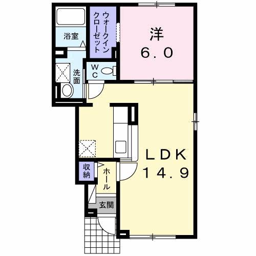 バーミィヴィラII(1LDK/1階)の間取り写真