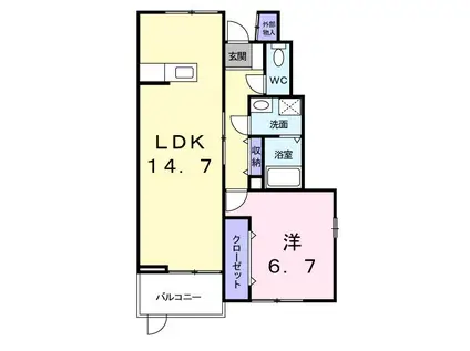 シャンデュクールY(1LDK/1階)の間取り写真