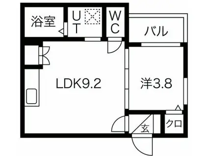 ルミエール若江岩田(1LDK/3階)の間取り写真