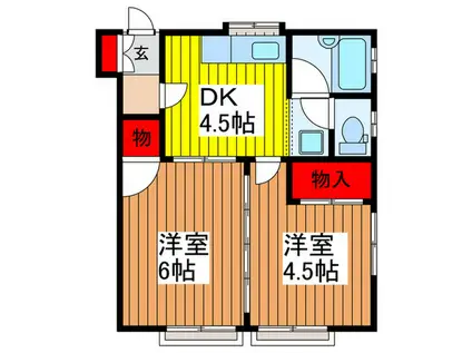 うちでハウス(2DK/2階)の間取り写真