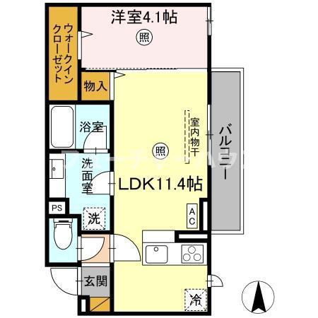 ピエドリオ(1LDK/3階)の間取り写真