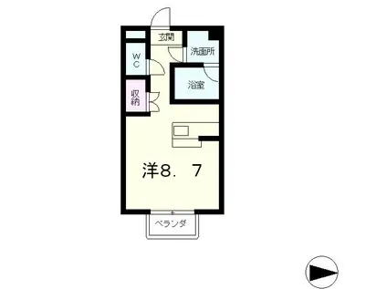 パラッツオ本宮(ワンルーム/1階)の間取り写真