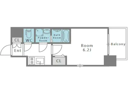 エスリード中之島ザ・コア(1K/7階)の間取り写真