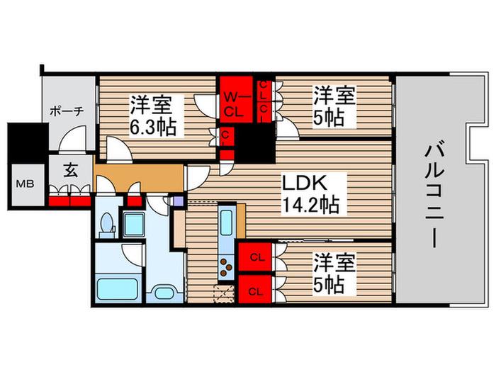 パークシティ柏の葉キャンパス一番街A棟(3LDK/9階)の間取り写真