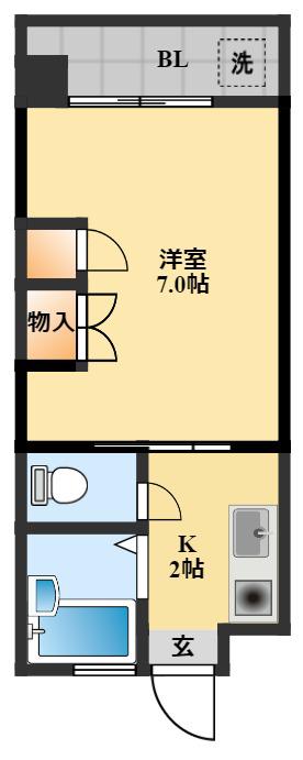 サントピア中園(1K/9階)の間取り写真