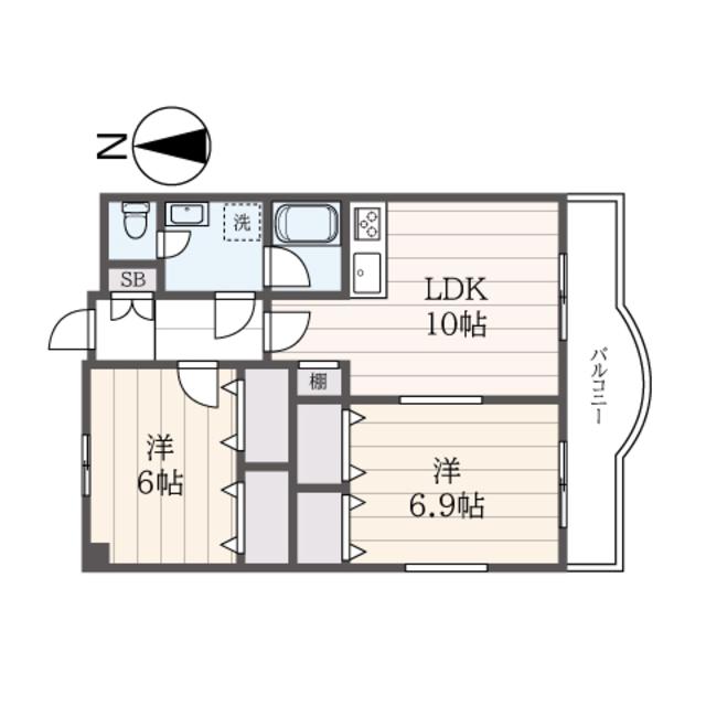 アルカディア東戸塚(2LDK/4階)の間取り写真