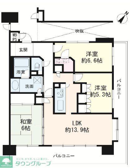 ライオンズプラザ平塚見附町(3LDK/15階)の間取り写真