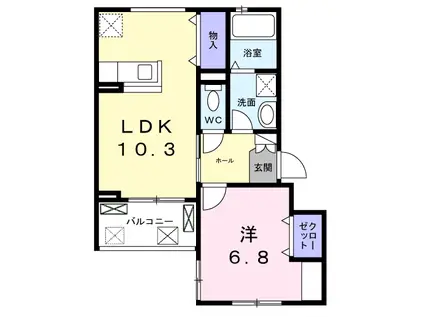 プレミール京都(1LDK/2階)の間取り写真