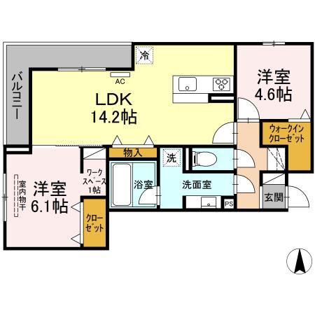 アルデバラン(2LDK/2階)の間取り写真