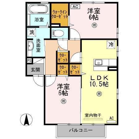 レインボーM(2LDK/2階)の間取り写真