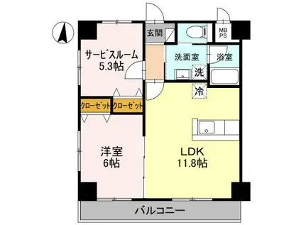 FREESIA(1LDK/1階)の間取り写真