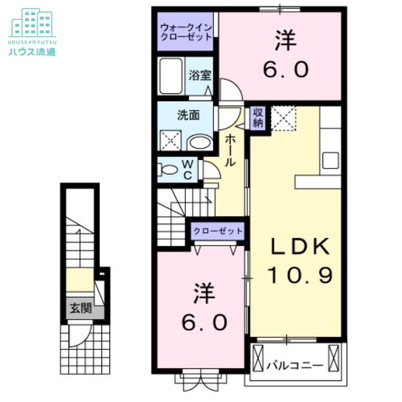 エレガンス松並(2LDK/2階)の間取り写真