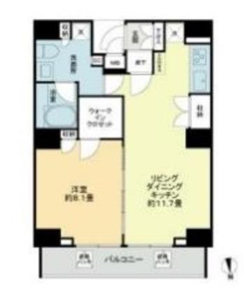 ヴィオール文京関口(1LDK/13階)の間取り写真