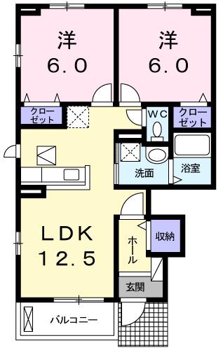 モンレーヴI(2LDK/1階)の間取り写真