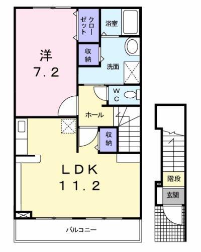 シャルムさくらIII(1LDK/2階)の間取り写真