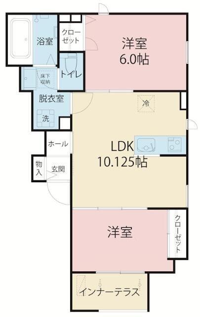 CIELO ZEN(2LDK/1階)の間取り写真