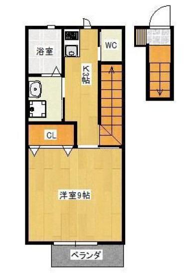 AMBLE NEIGE(1K/2階)の間取り写真