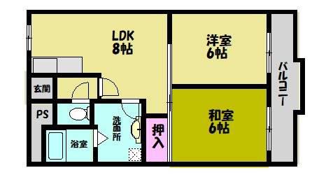 ラフォーレ諏訪森(2LDK/5階)の間取り写真
