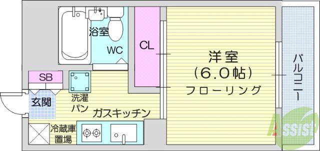 パークス柏木(1K/3階)の間取り写真