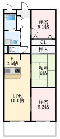 グリーンヒルあかしあ(3LDK/3階)の間取り写真