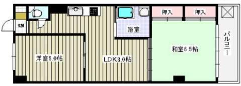 真砂マンション(2LDK/5階)の間取り写真
