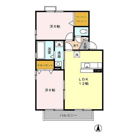 ロイヤルガーデン吉川 A(2LDK/1階)の間取り写真