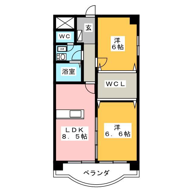 グリーントマト(2LDK/2階)の間取り写真