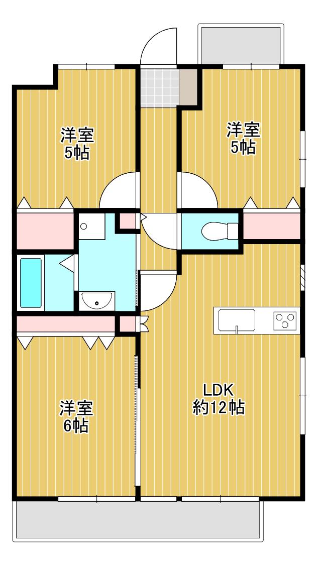 VERDE茶屋町(3LDK/3階)の間取り写真