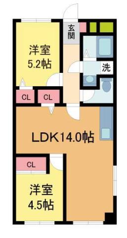 スプランディッド新大阪キャトル(1LDK/4階)の間取り写真