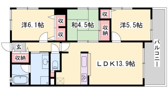 ドルチェグラン姫路駅前(3LDK/10階)の間取り写真