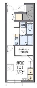 レオパレスグランフルールII(1K/1階)の間取り写真