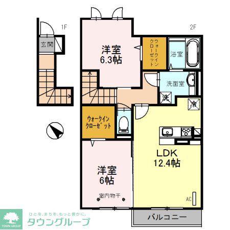 ラ・ピーノ 6(2LDK/2階)の間取り写真