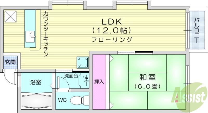 ウエストビレッジB(1LDK/2階)の間取り写真