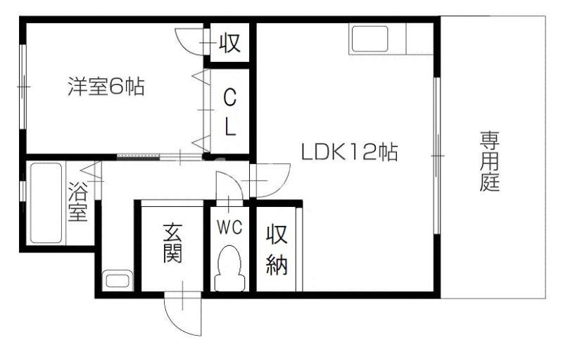 ハイツ阿部II(1LDK/1階)の間取り写真
