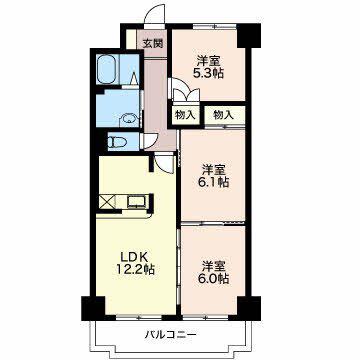 ベルフラワー笠松(3LDK/7階)の間取り写真