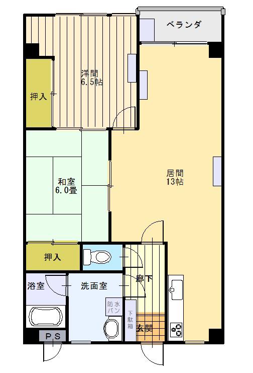 レジデンス両替町(2LDK/2階)の間取り写真