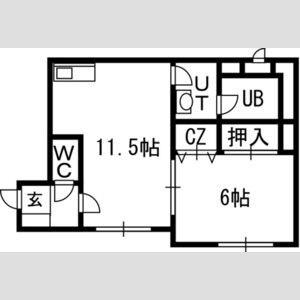 スカイヒルズN15(1LDK/1階)の間取り写真