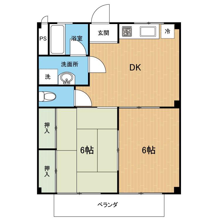 アメニティ出水II(2DK/1階)の間取り写真