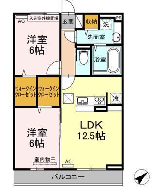 DーROOM天王林(2LDK/2階)の間取り写真