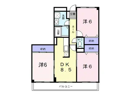 セブンヴェル(3DK/2階)の間取り写真