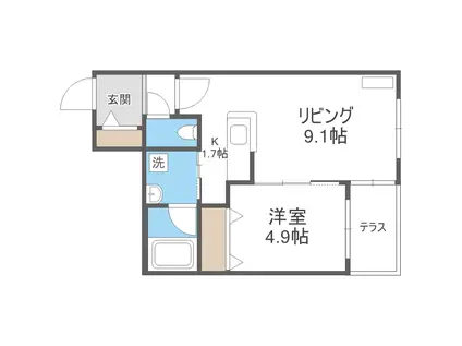 TIAMO ASABU (1LDK/1階)の間取り写真