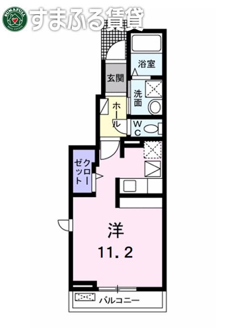 ベルピース(ワンルーム/1階)の間取り写真