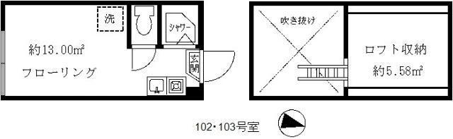 ティ・アーモハート(ワンルーム/1階)の間取り写真