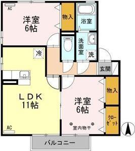 ルミエールヒロB(2LDK/2階)の間取り写真