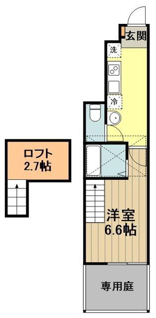 武蔵野テラス(1K/1階)の間取り写真