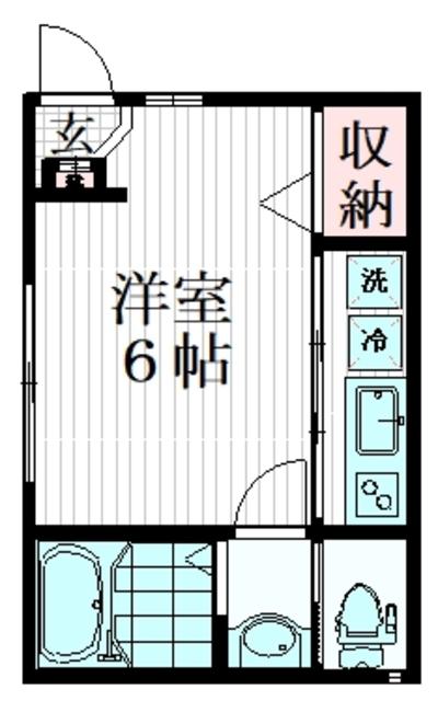 ROOM-K(1K/1階)の間取り写真