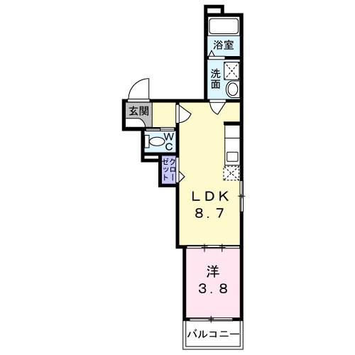 F ASECIA クローバー(1LDK/1階)の間取り写真