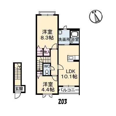 ディアス・K(2LDK/2階)の間取り写真