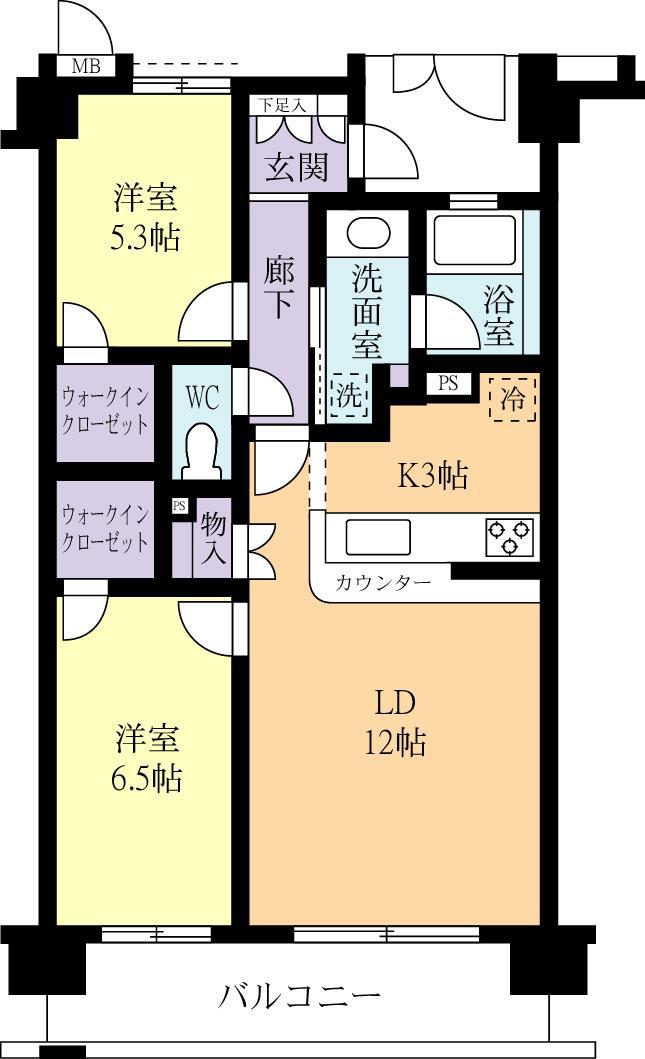 レヴィールガーデンつくばみらい平(2LDK/2階)の間取り写真